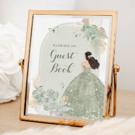 Boho Sage Grönt Quinceañera Guest Bok Poster