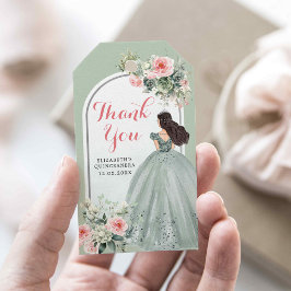 Boho Sage Grönt Ro Girl 15 Años Tack Presentetikett