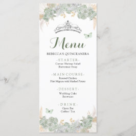 Boho Sage Grönt Ro Royal Quinceañera Menu Meny