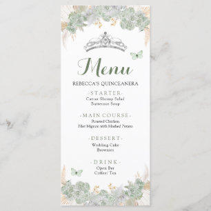Boho Sage Grönt Ro Royal Quinceañera Menu Meny