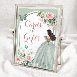 Boho Sage Grönt Rosa Blommigt 15 Años Cards Gifts Poster