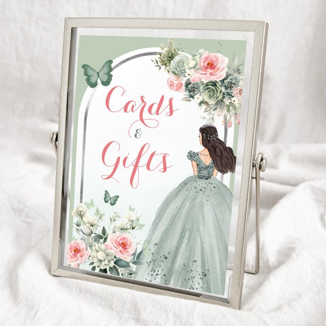 Boho Sage Grönt Rosa Blommigt 15 Años Cards Gifts Poster (Skapare uppladdad)