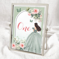 Boho Sage Grönt Rosa Blommigt Quinceañera