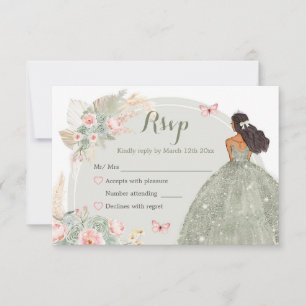 Boho Sage Grönt Rosa Quinceañera OSA Kort