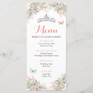 Boho Sage Grönt  Rosa Royal Quinceañera Meny
