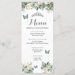Boho Sage Grönt Royal Ro Princess XV Años Menu Meny