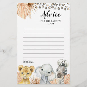 Boho Sage Grönt Safari Oh Boy Advice Card