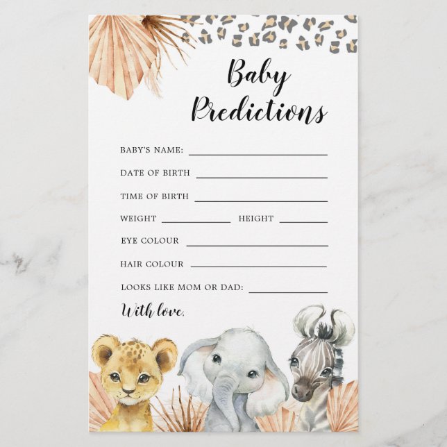 Boho Sage Grönt Safari Oh Boy Baby Predence Game (Framsida)