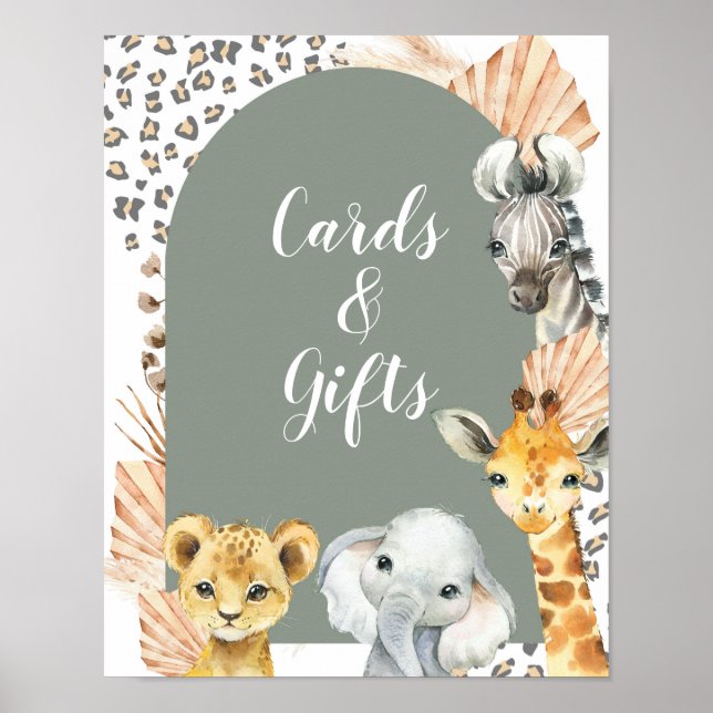 Boho Sage Grönt Safari Oh Boy Cards & Gifts Sign Poster (Framsidan)