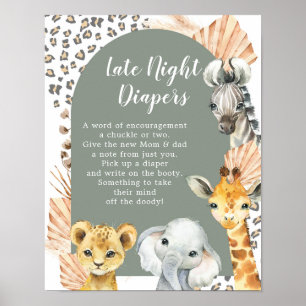 Boho Sage Grönt Safari Oh Boy Late Late Night Diap Poster