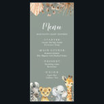 Boho Sage Grönt Safari Oh Boy Shower Menu Meny<br><div class="desc">Boho Sage Grönt Safari Oh Boy Shower Menu-tecken</div>