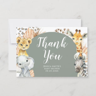 Boho Sage Grönt Safari Oh Boy Tack du Card Kort
