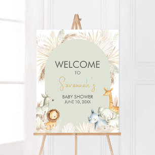 Boho Sage Grönt Safari Välkommen Poster