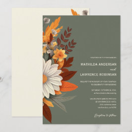 Boho Sage Grönt Wildbloms Blommigt Fall Wedding We Inbjudningar