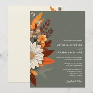 Boho Sage Grönt Wildbloms Blommigt Fall Wedding We Inbjudningar