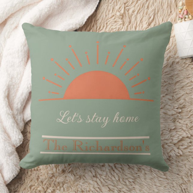 Boho Sage Let's Stay Home Pillow Sunrise Design  Kudde (Filt)