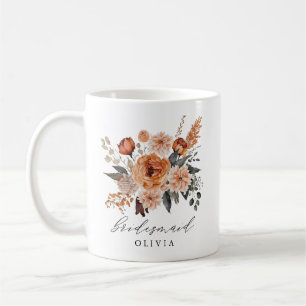 Boho Sage Terracotta Blommigt Bridesmaid Mugg