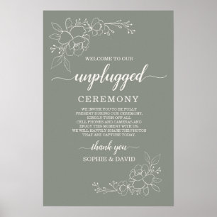 Boho Sagegrön Avkopplad Bröllopsceremoni-skylt Poster