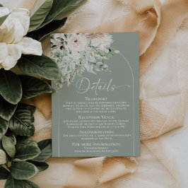 Boho Sagegrön Blommig Bröllopsdetaljer Bifogad Tilläggskort