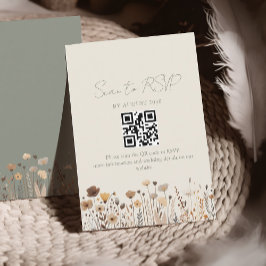 Boho Sagegrön Bröllllops QR-kod OSA Kort