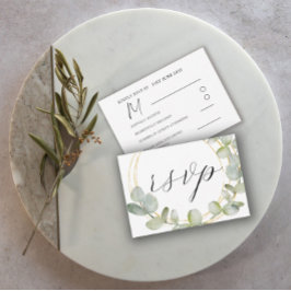 Boho Sagegrön Eucalyptus & Guld Bröllops RSVP OSA Kort
