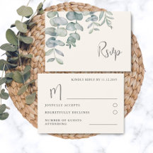 Boho Sagegrön Eucalyptus-svar på bröllopsinbjudan