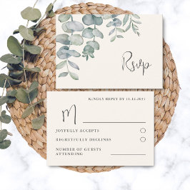 Boho Sagegrön Eucalyptus-svar på bröllopsinbjudan OSA Kort
