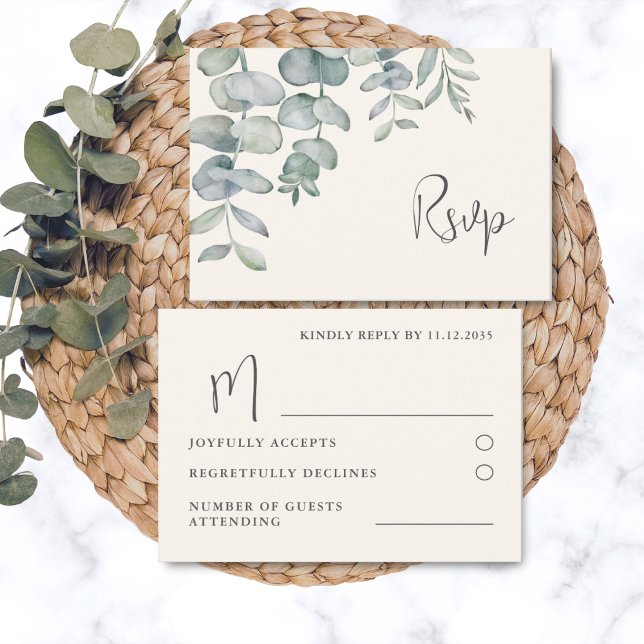 Boho Sagegrön Eucalyptus-svar på bröllopsinbjudan OSA Kort (Skapare uppladdad)