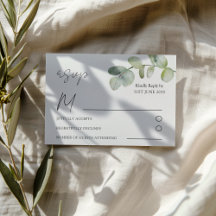 Boho Sagegrön Eukalyptus Bröllop RSVP