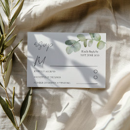 Boho Sagegrön Eukalyptus Bröllop RSVP OSA Kort