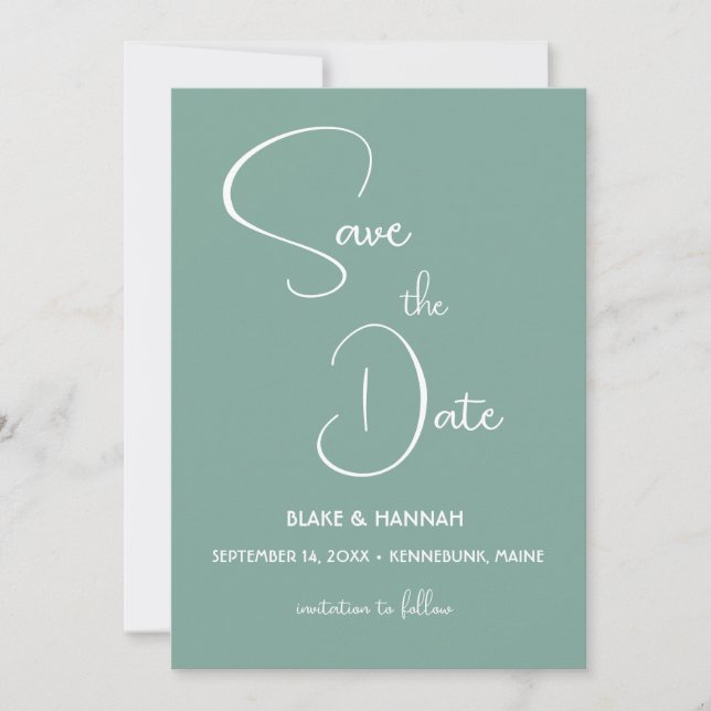 Boho Sagegrön Minimalistisk Öken Spara Datum Inbjudningar (Framsida)