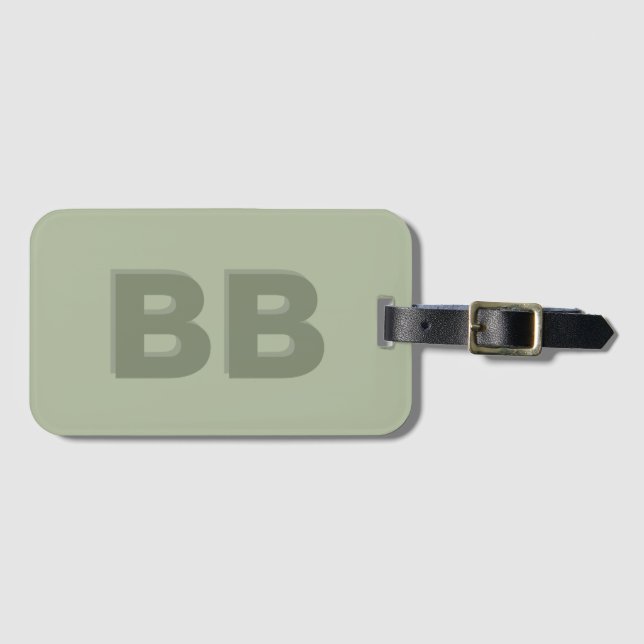 Boho Sagegrön Modern Monogram Initial Bagagebricka (Framsida horisontal)