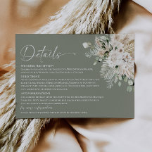 Boho Sagegrön Pampas Bröllopsdetaljer Bifogad