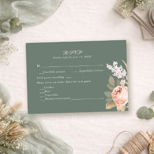 Boho Sagegröna Pioner Bröllop RSVP-kort OSA Kort