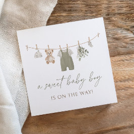 Boho Sagegröna Pojk Babyskläder Baby Shower Pappersservett