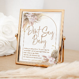 Boho säger inte Baby Pampas Grass Baby Shower Poster