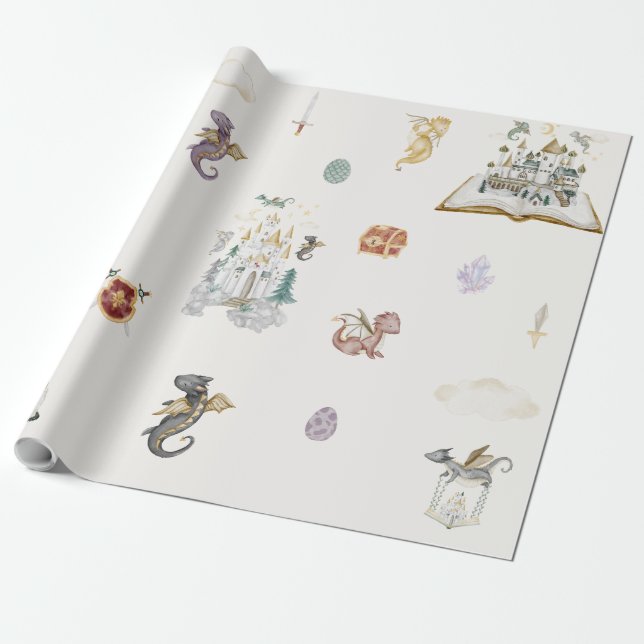 Boho Sago Dragons Förlossningsfest Presentpapper (Utrullad)