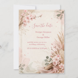 Boho Sakura Rustika Bröllopsblommor Inbjudningar