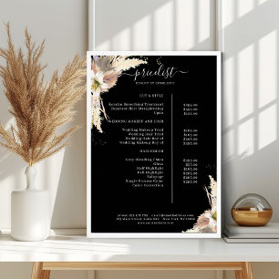 Boho Salon Pris List Poster
