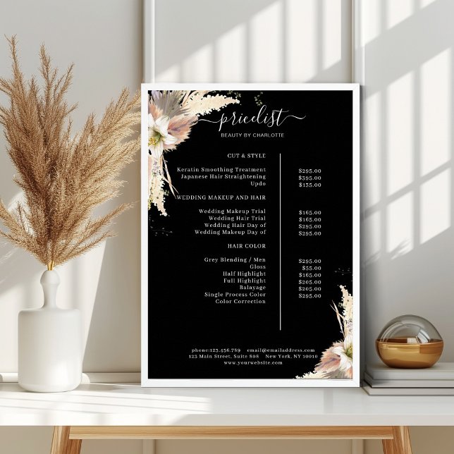 Boho Salon Pris List Poster (Skapare uppladdad)
