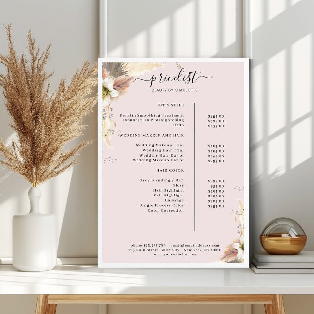 Boho Salon Pris List Poster (Skapare uppladdad)
