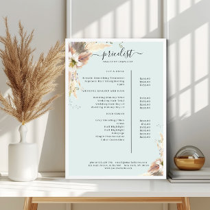 Boho Salon Pris List Poster