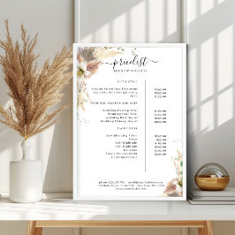 Boho Salon Pris List Poster