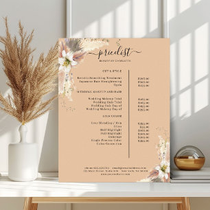 Boho Salon Pris List Poster