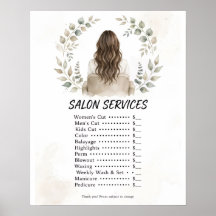 Boho Salong Service Prislista Affisch - Brunett