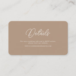 Boho Sand Minimalist Script Bröllop QR Detaljer Tilläggskort