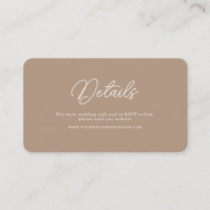 Boho Sand Minimalist Script Bröllop QR Detaljer Tilläggskort