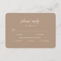 Boho Sand Minimalist Script Bröllop RSVP-kort