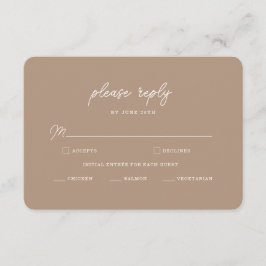 Boho Sand Minimalist Script Bröllop RSVP-kort Tilläggskort