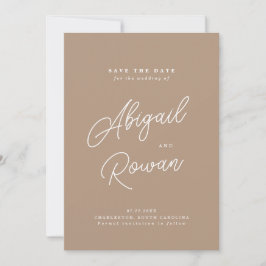 Boho Sand Minimalist Script Rädda Datum Kort